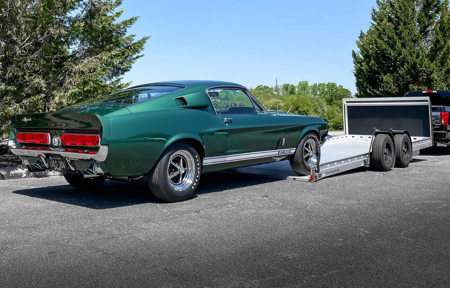 Shelby Mustang driving onto a Futura Trailer